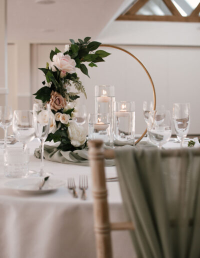Gold hoop floral centrepiece