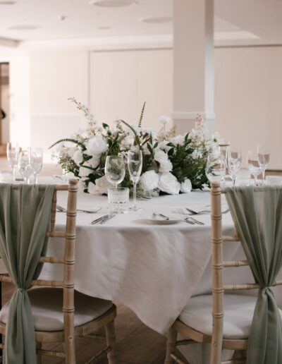 White rose and foliage centrepiece