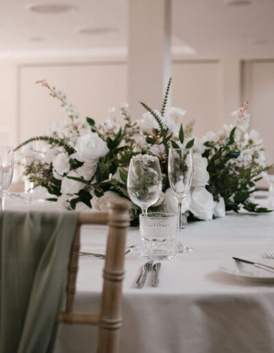 White rose and fern centrepiece