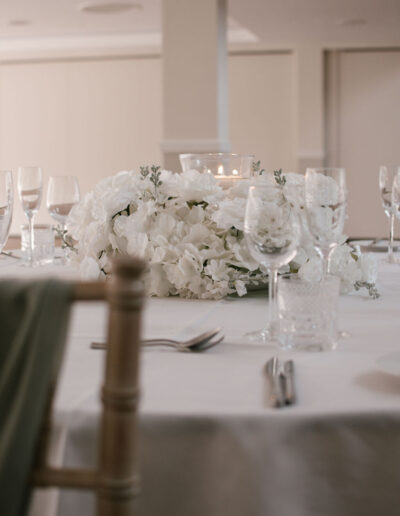 White rose and hydrangea centrepiece